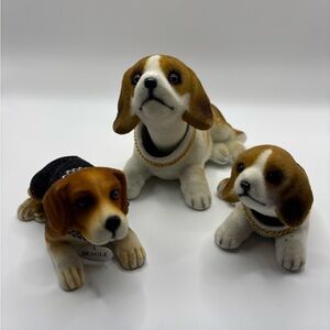 VTG 80's Flocked Kato Kogei Bobble Head Dogs Set/3